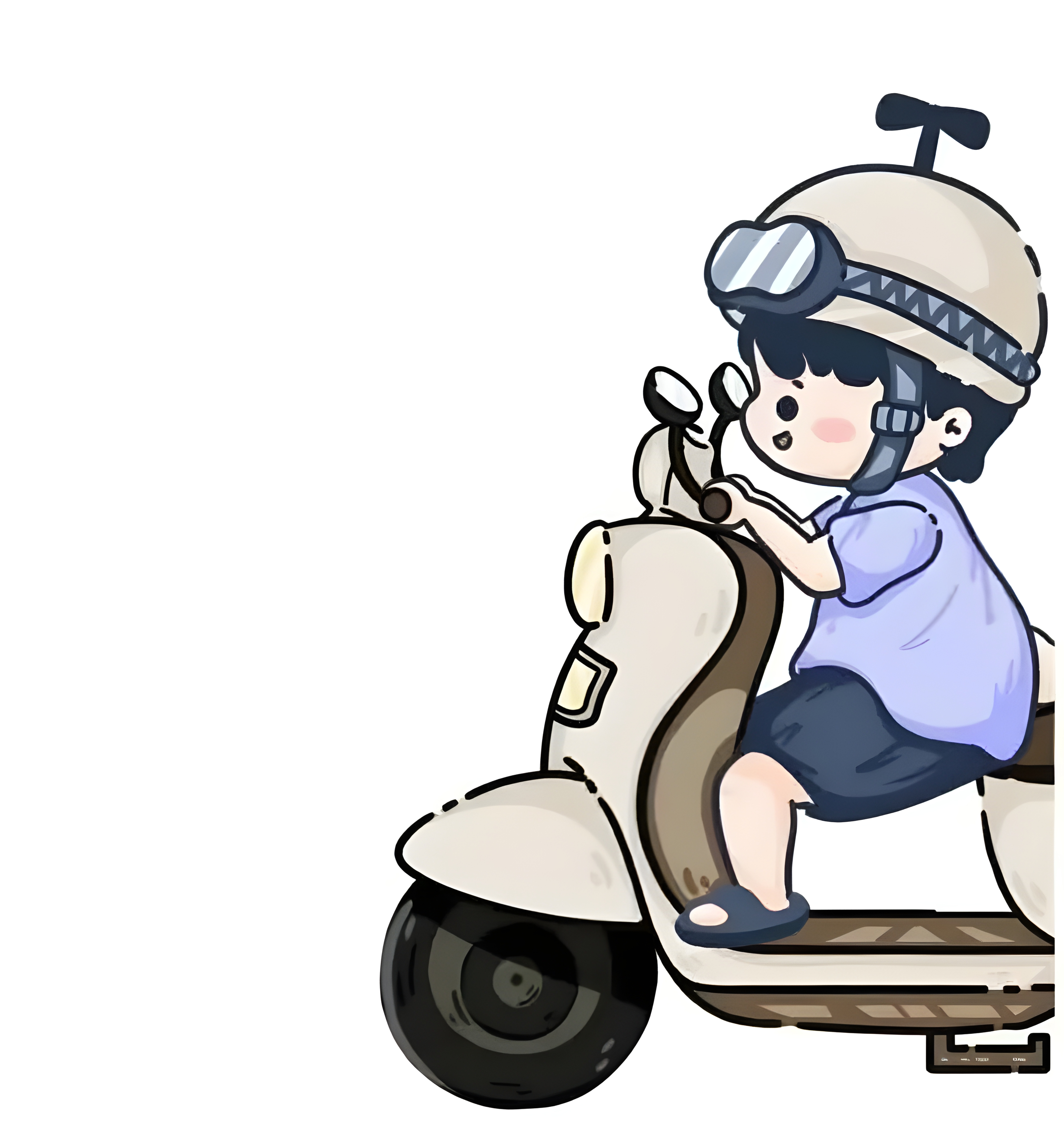 Cute Cartoon Couple on Scooter (His)