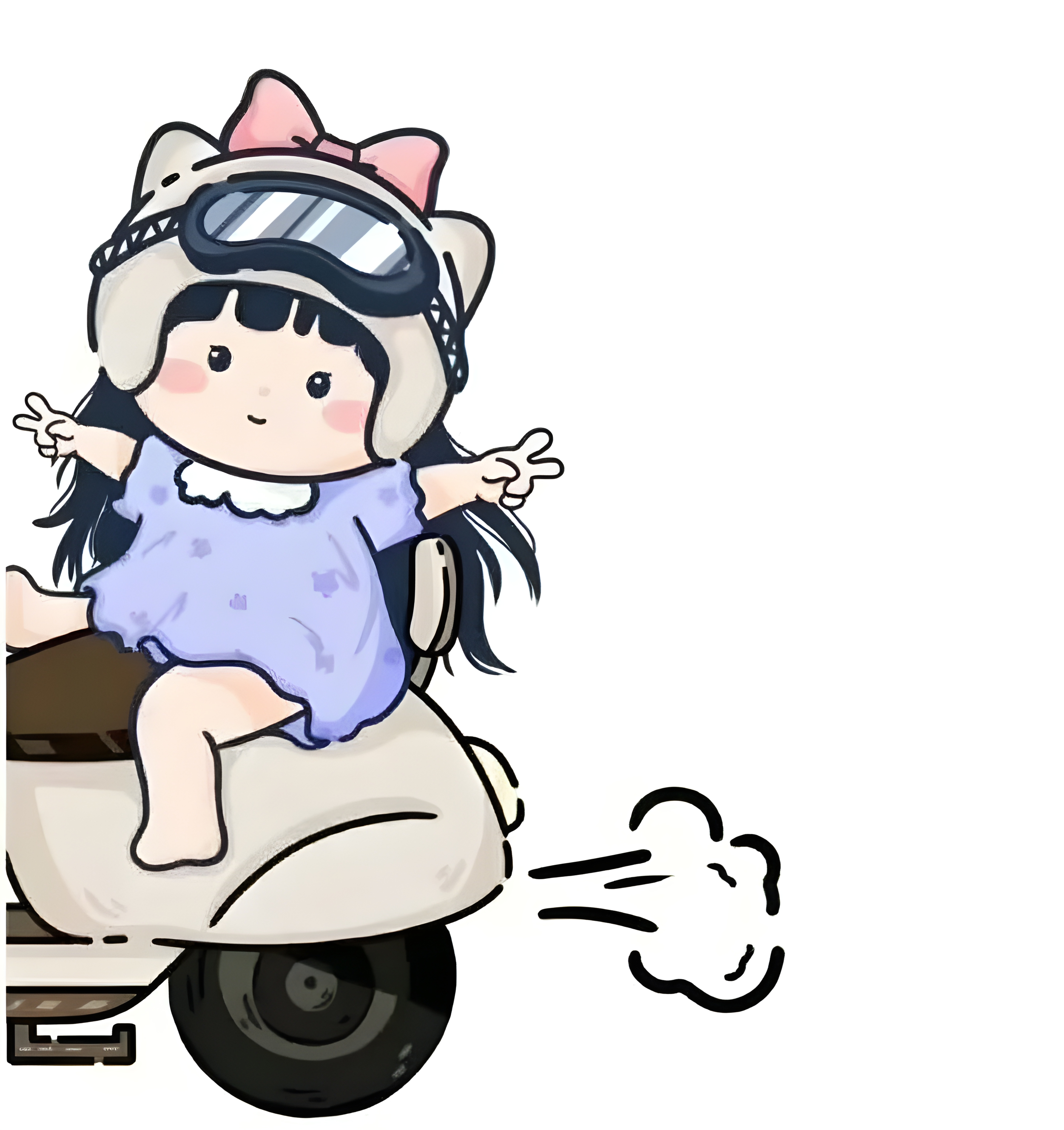 Cute Cartoon Couple on Scooter (Hers)
